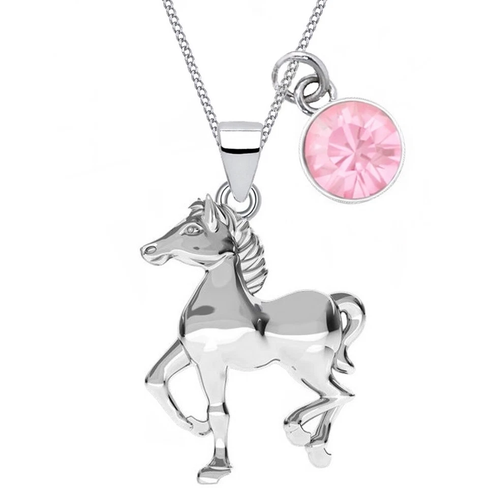 Pferd Zirkonia Anhänger Halskette 925 Sterling Silber Mädchen Damen Kinder Kette - Bild 1 von 2