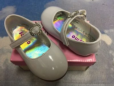 Sapato social infantil Josmo feminino branco patente V Mary Janes tamanho 1, 2 criança 4, 6  - Imagem 1 de 4