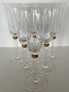 Set of 6 REYA ROSETTE Royal Fern Gold Champagne Flutes 155ml/6oz - Picture 1 of 5