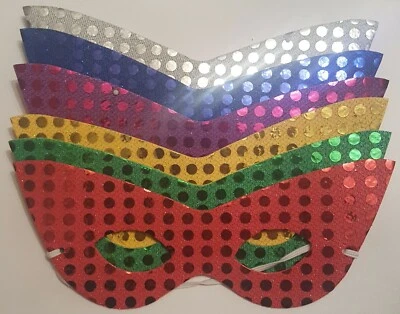 36x Festive Sequin Masks Elastics Bands Party Crafts Assorted Colors - Image 1 of 4