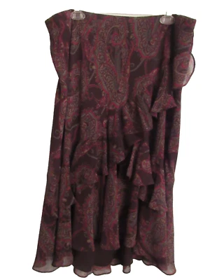 CHAPS Ralph Lauren Marrón Multi Paisley Volantes Niveles Falda Larga XL NUEVO SIN ETIQUETAS Foto 1 de 4