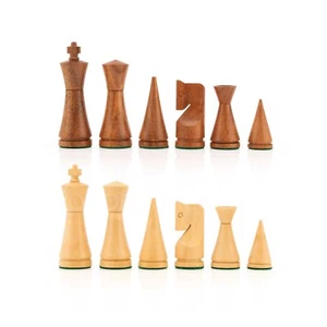 3,5" russische Poni minimalistische Schachfiguren nur in goldenem Palisander - gewichtet - Bild 1 von 7