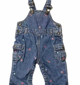 Vintage Baby Gymboree Denim Candy Embroidered OVERALLS Pockets Size 3-6 Months - Picture 1 of 6