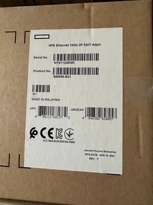 Origin New HPE 530T Ethernet 10Gb 2-Port PCIe 2.0 x8 Network Adapter 656596-B21 - Picture 1 of 4