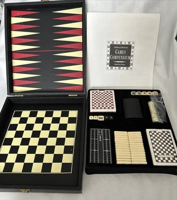 Marks and Spencer Games Compendium in Travel Case Chess Backgammon Dominos 1992 - Image 1 of 4