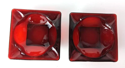 Anchor Hocking Ruby Red Glass Ashtrays Square 4.5" Set of 2 Vintage - Image 1 of 4
