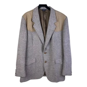 Pendleton Blazer Coat Men's 46L Elbow Patch Brown Black Virgin Wool Jacket Suit - Picture 1 of 19