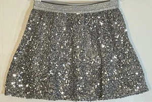 Gymboree Little Girl Sz 6 Skirt Silver Sequence Silver Glittered Elastic Waist - Picture 1 of 10