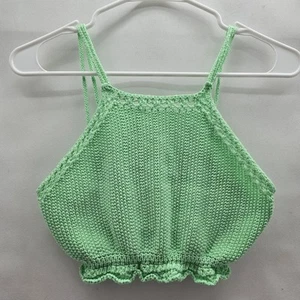 ZARA Girl Size 13/14 Green Knit Sleeveless Crop Top  - Picture 1 of 7