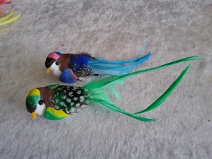 Federvogel/neu/2 Stück/mit Clip/blau/grün - Bild 1 von 4