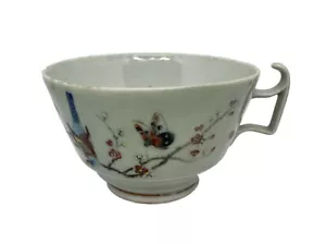 19C Lg China Celadon Famille Rosa Cerezo Flor Brd Mariposa Taza de Té Cantón - Imagen 1 de 17