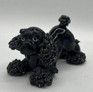 "Estatuilla de caniche de fideos espagueti vintage acostada negra/gris 4,75""" - Imagen 1 de 5