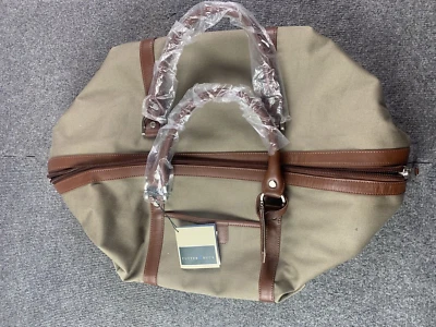 Cutter & Buck Top Grain Leather Trim Durable Cotton Twill Duffel Bag NWT - Image 1 of 4