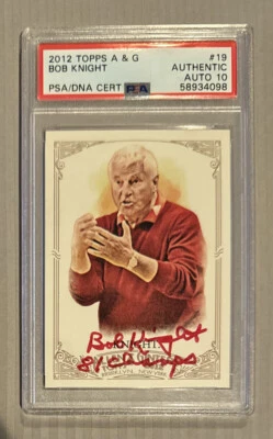 BOBBY BOB KNIGHT 2012 TOPPS ALLEN GINTER PSA 10 Certified Autograph Auto  - Image 1 of 2