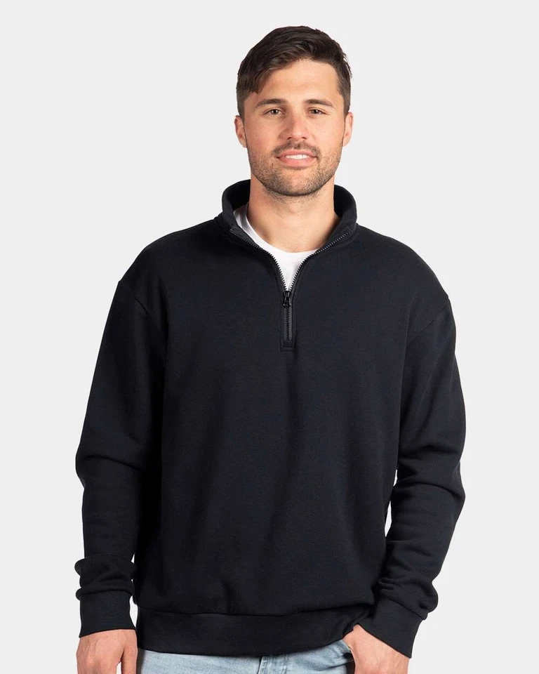 Next Level - Fleece Quarter-Zip Pullover Black Pick Size - Image 1 of 3