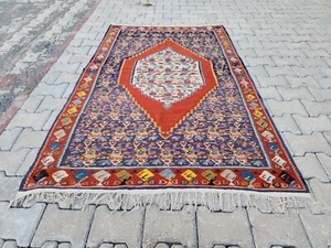 Turkish Oushak Vintage Kilim, Hand Woven Bohemian 4x6 Decorative Entryway Rugs - Picture 1 of 9