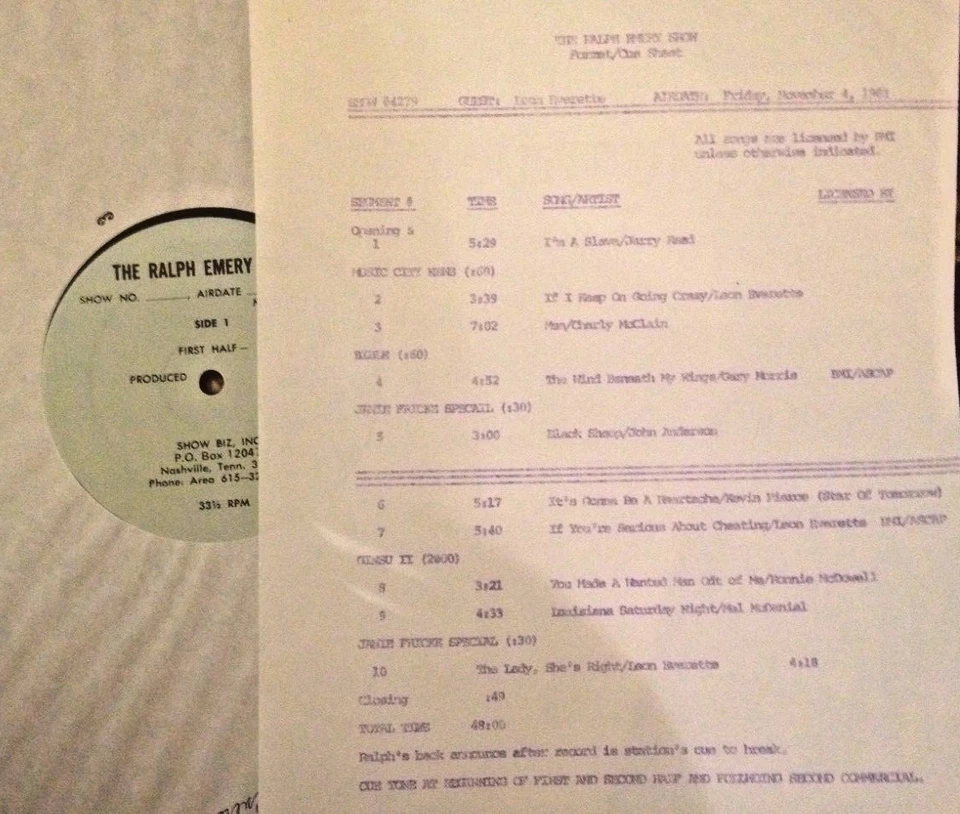 Radio Show:RALPH EMERY SHOW 11/3/83 LEON EVERETTE GUEST CO HOST 1 HRS,1 LP - Image 1 of 1