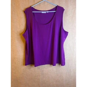 Canotta Joan Rivers senza maniche in maglia casual viola top 3X - Foto 1 di 4