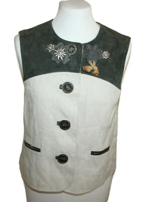 DAMEN COUNTRY LINE LEINEN STRICK TIROLER TRACHTEN WALK WESTE Gr. 36 - Bild 1 von 4