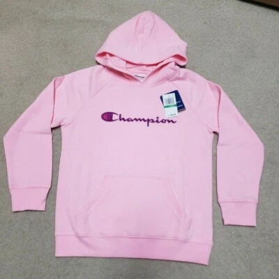 NWT-Girl's Champion Pink Raglan Hoodie Sweatshirt, Large - Image 1 of 4