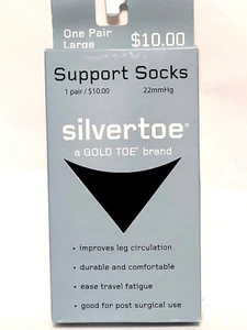 Silvertoe/Goldtoe Men's Support Socks 22mmHg- Black- Sock Size 12-13 New! - Picture 1 of 3