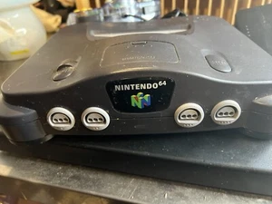 Nintendo 64 Black Console w/ OEM Power Cord, RF, Controller & Jumper Pak Works! - Picture 1 of 6