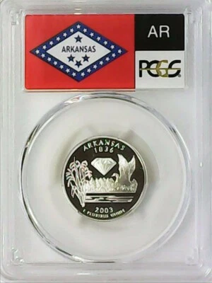 2003-S 25C State Quarter Arkansas PCGS PR69 DCAM 90% Silver 22llau0507 - Image 1 of 4