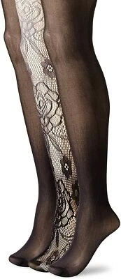 Medias Betsey Johnson 3-Pk Negro/Gris Ombre y Negro Estampado Rosa Crochet Encaje $40 Foto 1 de 4