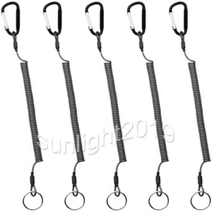 5X Spiralkabel, Schlüsselanhänger, Sicherungsband, Sicherungsseil & Karabiner - Bild 1 von 7