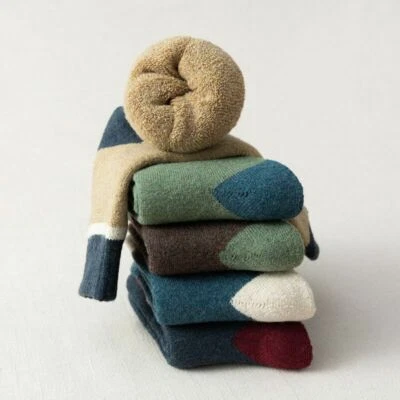 5x Men Thick Warm Wool Cashmere Socks Soft Stripe Splicing Sports Winter Socks - Image 1 of 4