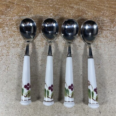 4 piezas Noritake uvas acero inoxidable 18-8 mango de cerámica cucharadita Foto 1 de 4