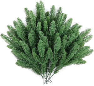 50 Pcs Artificial Pine Branches Christmas Greenery Plants Pine Needles DIY Cedar - Picture 1 of 12