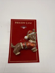 $24.50 Macy's holiday lane brooch Santa dachshund dog  mm3 - Picture 1 of 4