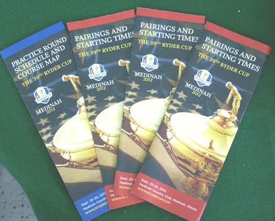 2012  RYDER CUP MEDINAH  SET OF PAIRING SHEETS  & SCHEDULE  MINT !!! C4 - Image 1 of 2