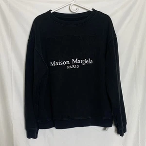 Maison Margiela Spellout Logo Sweatshirt Black Womens Size 10 Crewneck - Picture 1 of 6