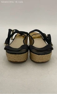 Michael Kors Womens AA12K Black Adjustable Strap Espadrille Wedge Heels Size 11M - Picture 1 of 8