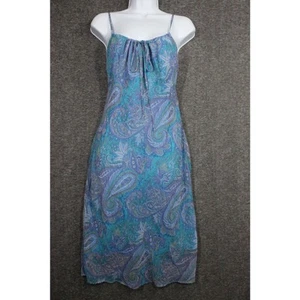 Abito slip triangoli città vintage anni 90 Y2K blu paisley taglia XL - Foto 1 di 5