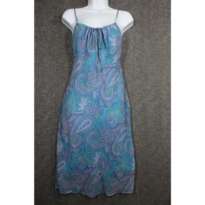VTG City Triangles Slip Dress 90s Y2K Blue Paisley Size XL - Image 1 of 4