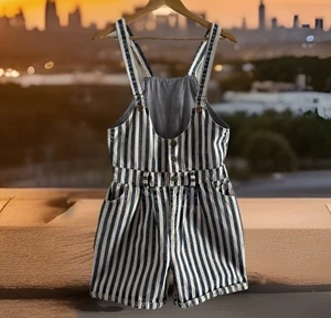 Vintage 1980/90's Star Striped Denim Lined Vest Short Overalls, Size Large - Picture 1 of 22