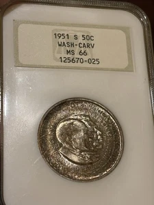 1951 S Washington Carver Old Fatty NGCHolder Gold Back MS66 Pretty Tone!! - Picture 1 of 4
