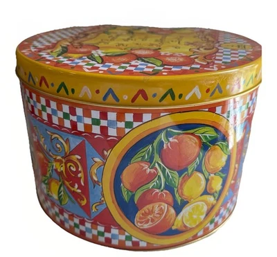 Dolce Gabbana Fiasconaro Panettone Colorful Empty Round Tin With Booklet 10x7 - Image 1 of 4