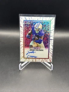 2025 Leaf Vivid Prismatic White Jonah Coleman Auto /5 Washington Huskies PULITO! - Foto 1 di 3