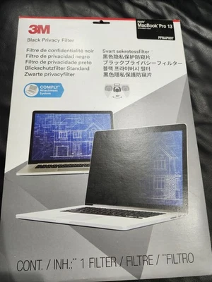 New! Sealed! 3M Black Privacy Filter PFNAP007 w/COMPLY | MacBook Pro 13 2016+ - Image 1 of 4