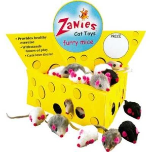 Zanies Cheese Wedge Cat Toy Display, 60 Fur Mice - Picture 1 of 1
