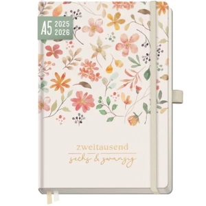 Wochen-Notiz-Timer Classic 2025/2026 / 18 Monate / A5 / Wild Blossoms / Häfft Ve - Bild 1 von 7