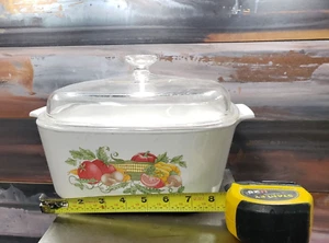 5 Quart Square Casserole w/ Glass Lid Garden Harvest CorningWare VINTAGE RETRO - Picture 1 of 8
