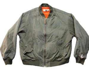 Eddie Bauer Bomber Jacket Mens XL Green Zip Flight Quilt Lined Military Style - Picture 1 of 15