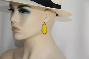 Kendra Scott Elle Yellow Earrings. RARE Color- Mustard Yellow Iconic - Picture 1 of 13
