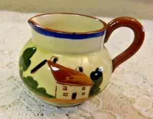 Antique Folk Art Motto Ware Cream Pitcher England Redware - Nice! - Picture 1 of 7