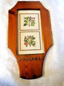 Vintage Needlepoint Roses Framed in A lovely Wooden Frame ~ FREE SHIP~ - Picture 1 of 6